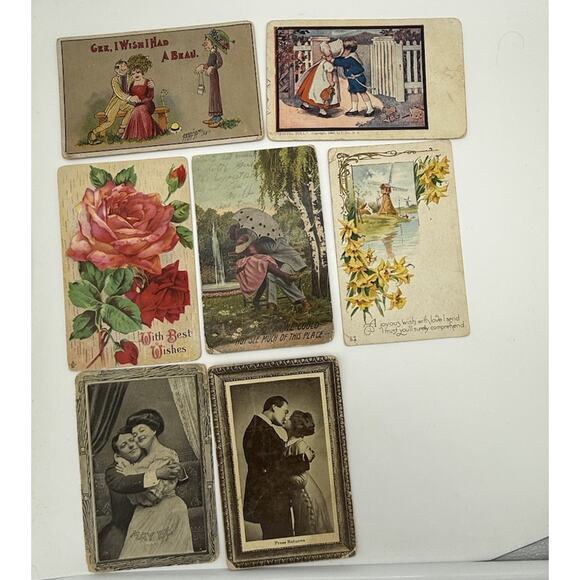 Antique Early 1900s Lot of 6 Postcards Romantic Cheeky Victorian Ladies VTG - Picture 1 of 8